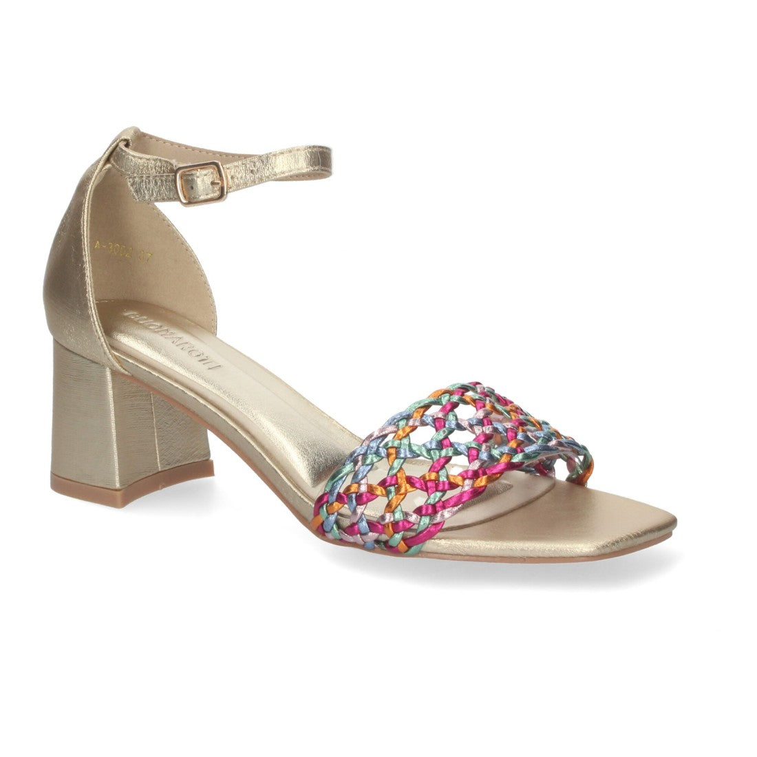 Sandalia de tacón de mujer con cierre ankle strap de hebilla - Multicolor (Ref. A-3002)