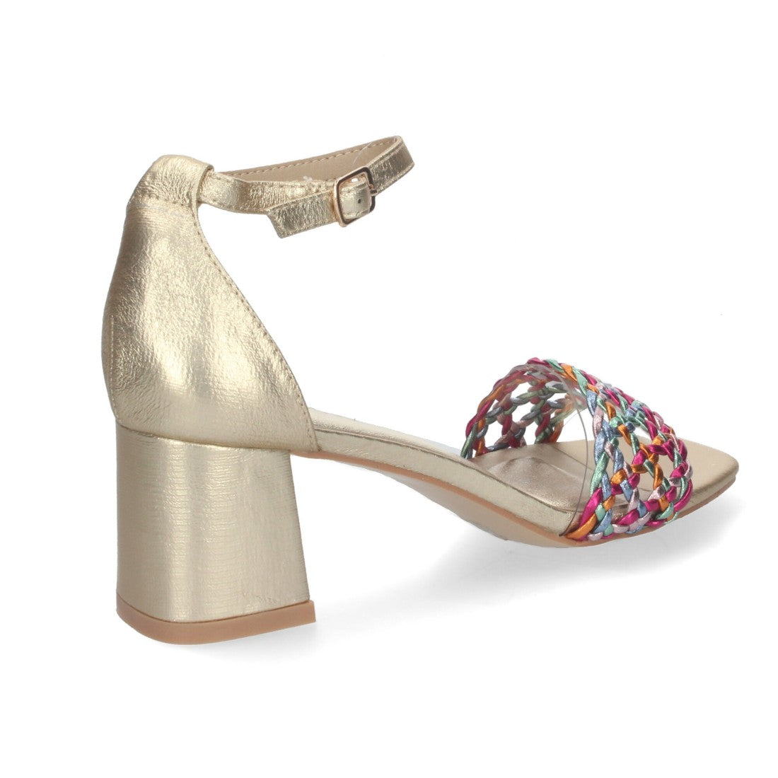 Sandalia de tacón de mujer con cierre ankle strap de hebilla - Multicolor (Ref. A-3002)