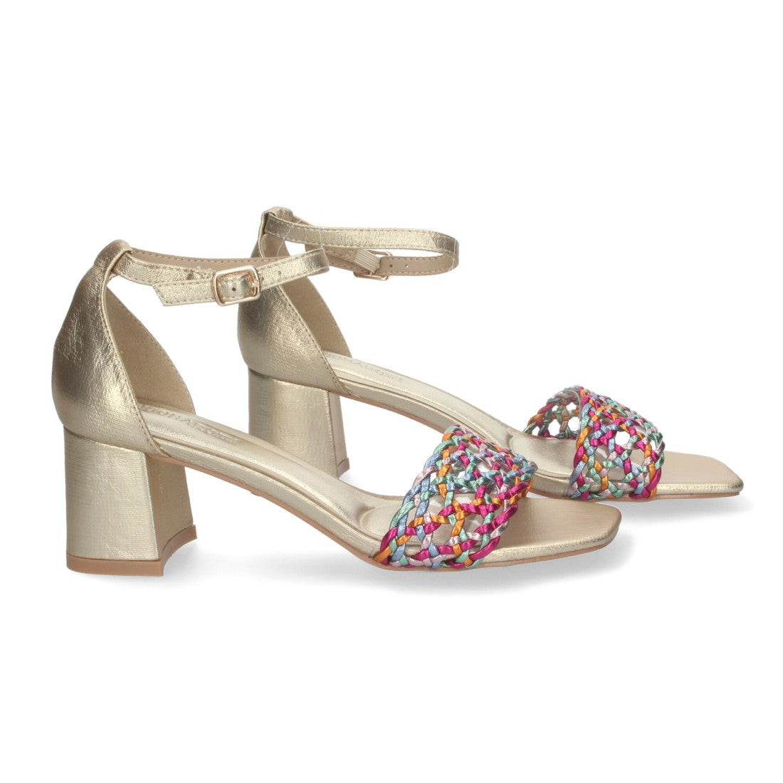 Sandalia de tacón de mujer con cierre ankle strap de hebilla - Multicolor (Ref. A-3002)