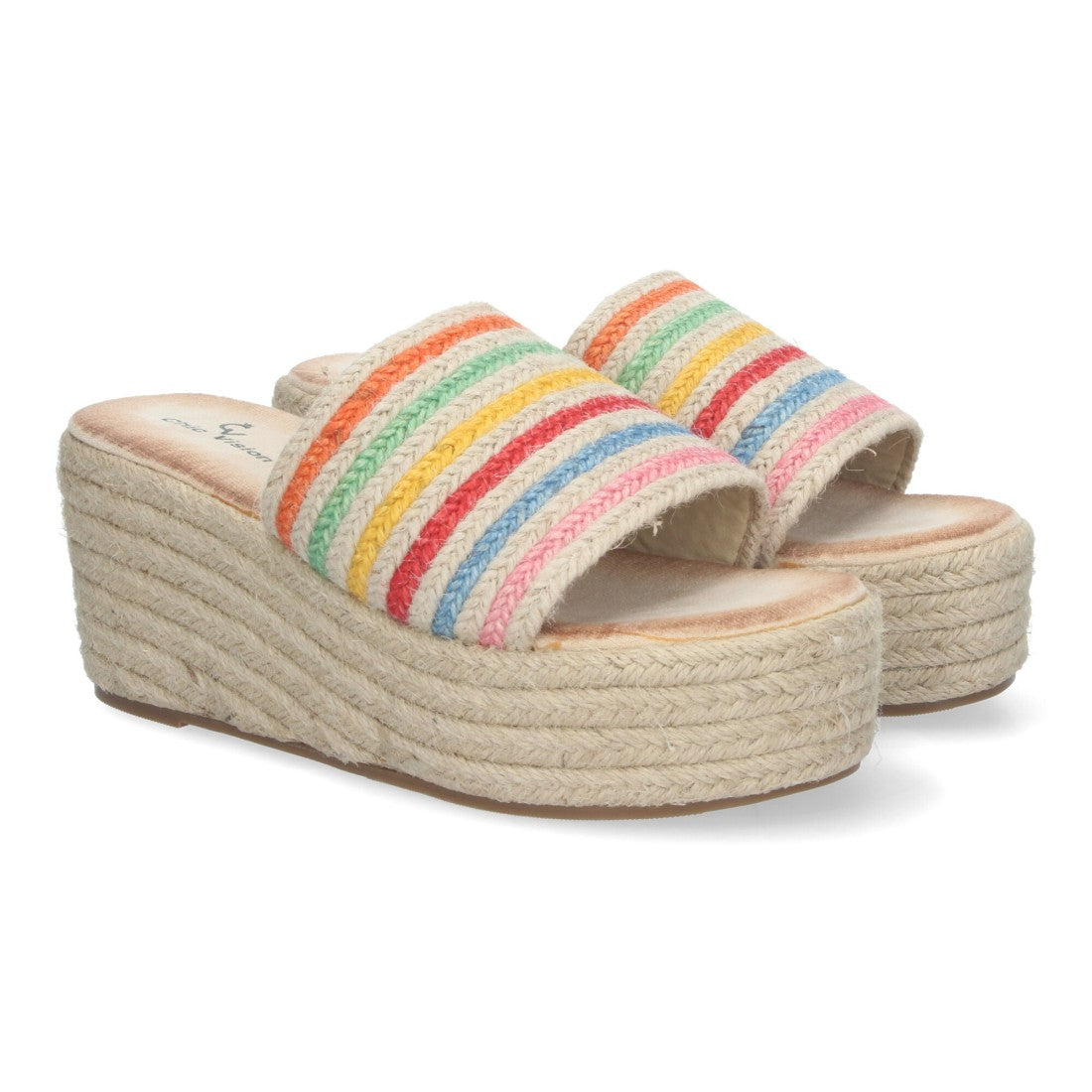 Sandalias de plataforma de yute - elegantes de mujer - Multicolor