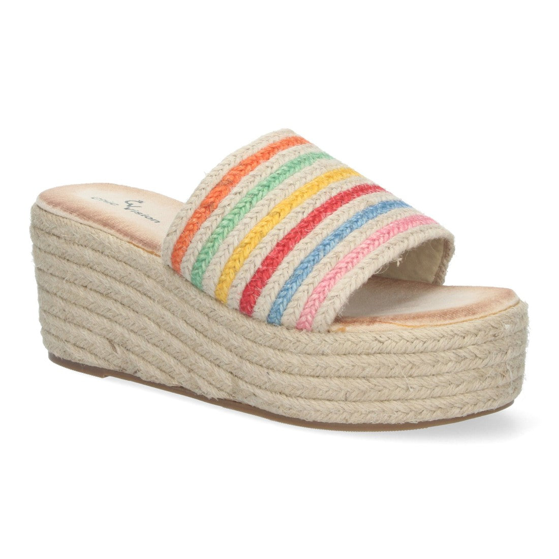 Sandalias de plataforma de yute - elegantes de mujer - Multicolor