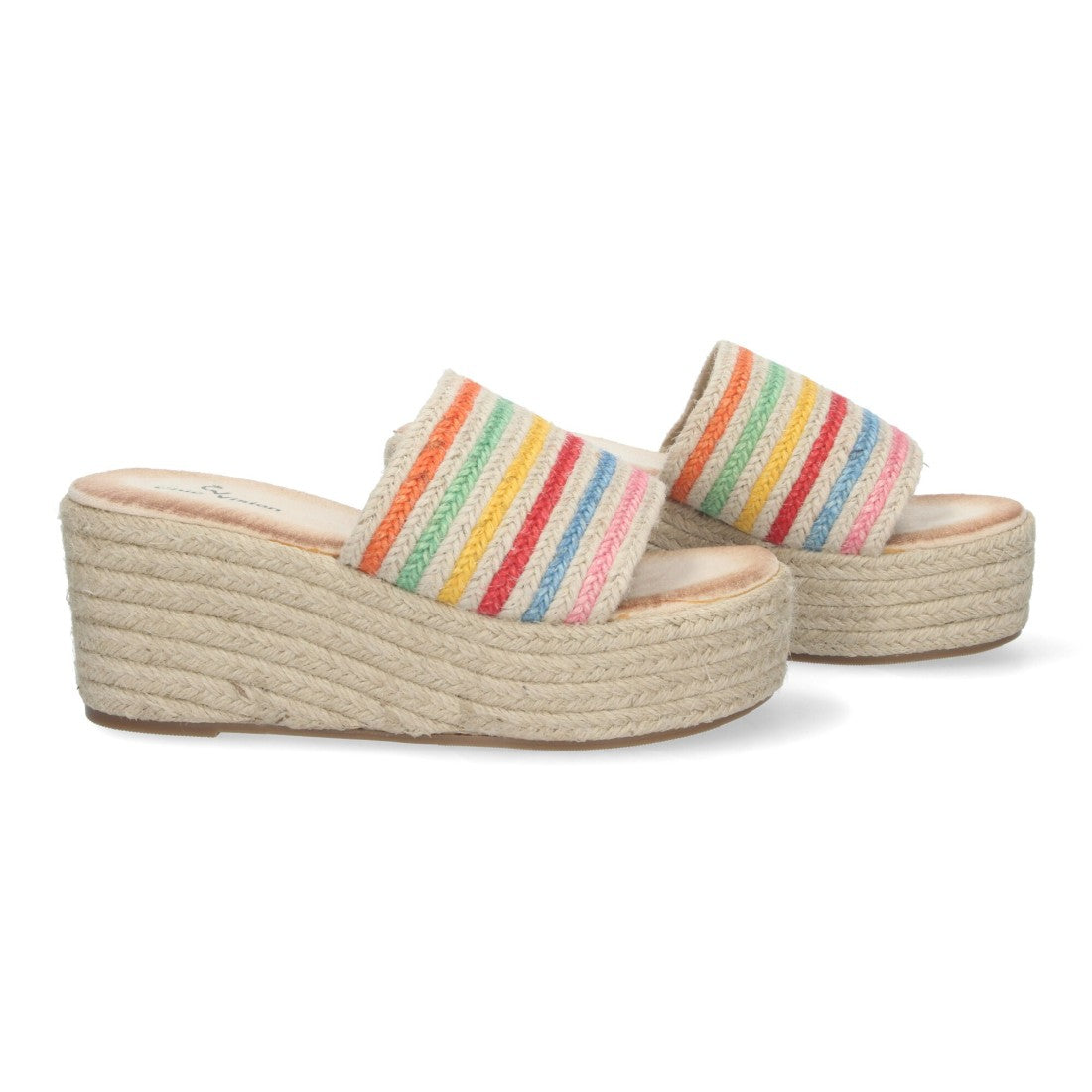 Sandalias de plataforma de yute - elegantes de mujer - Multicolor