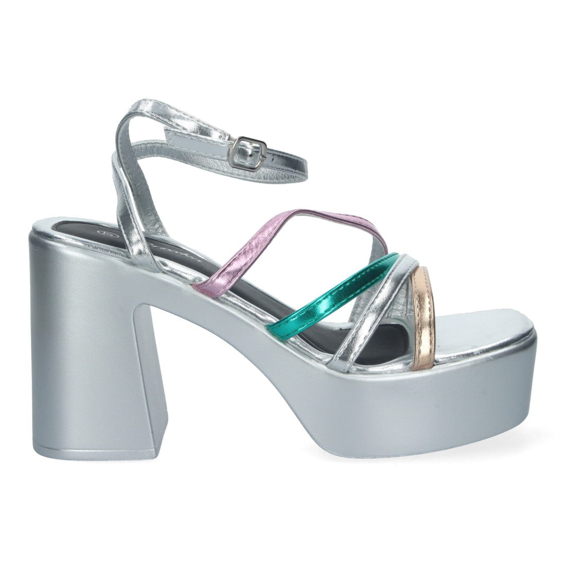 Sandalias de plataforma de mujer con tiras en la pala - Multicolor