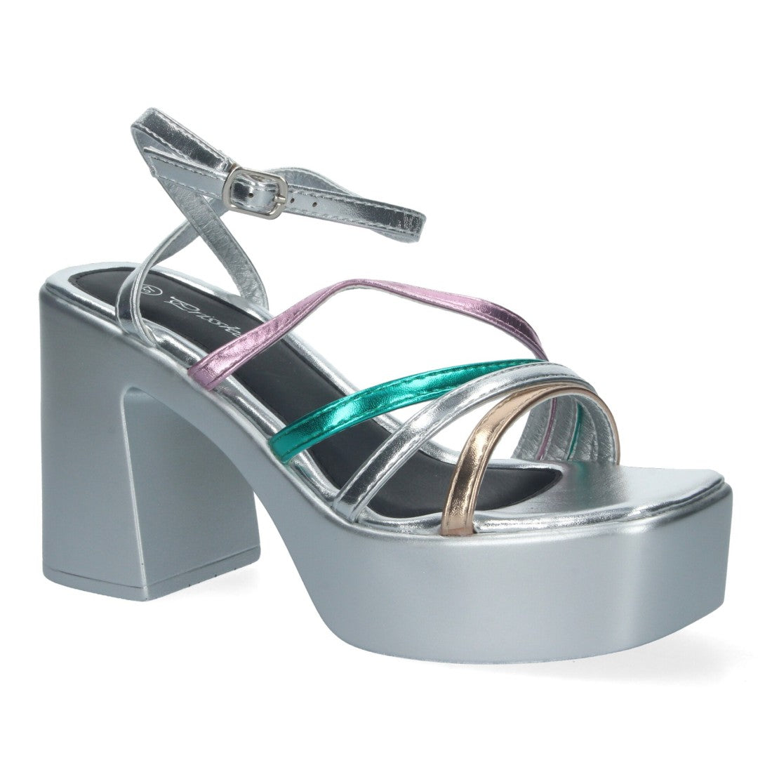 Sandalias de plataforma de mujer con tiras en la pala - Multicolor