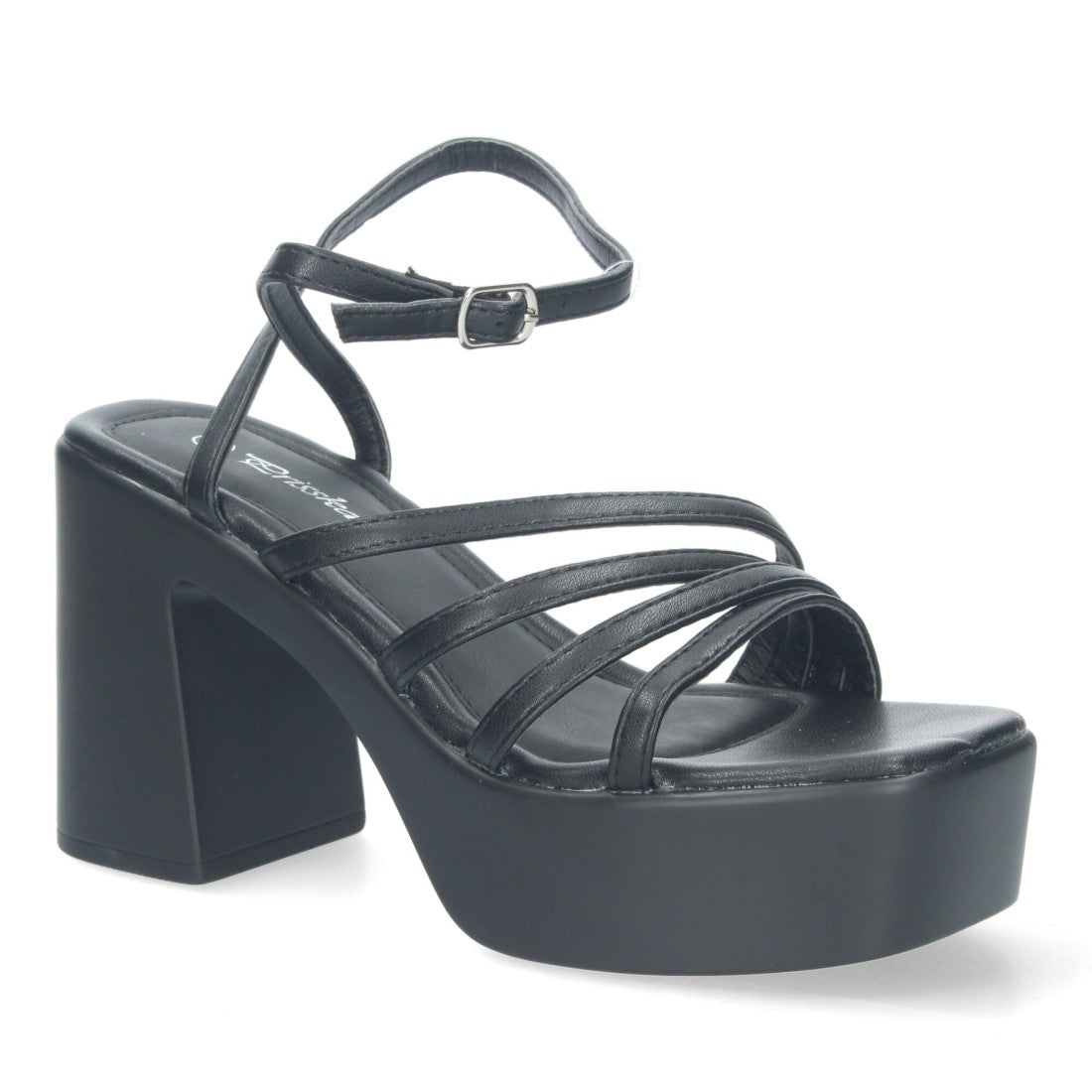 Sandalias de plataforma de mujer con tiras en la pala - Negro