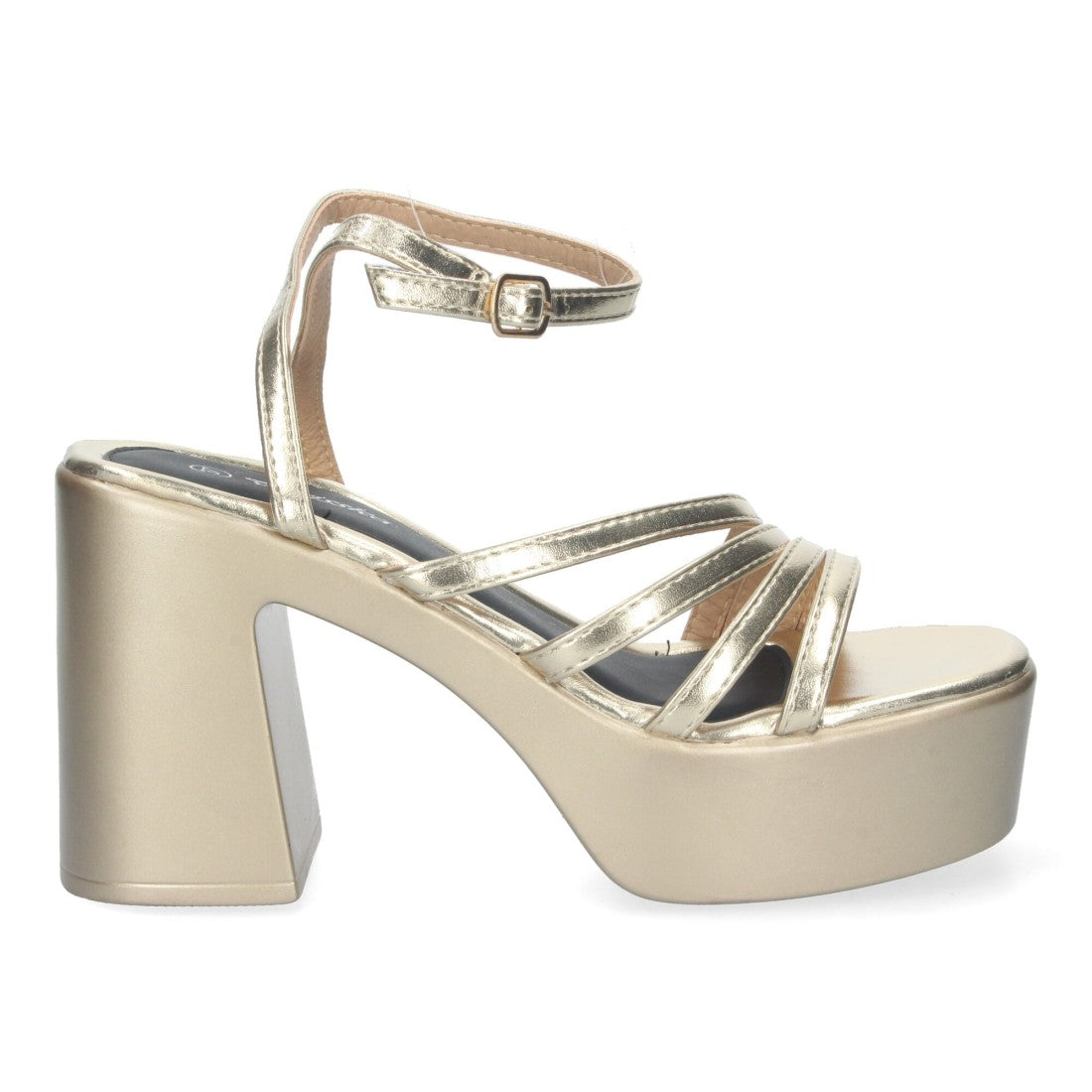 Sandalias de plataforma de mujer con tiras en la pala - Oro