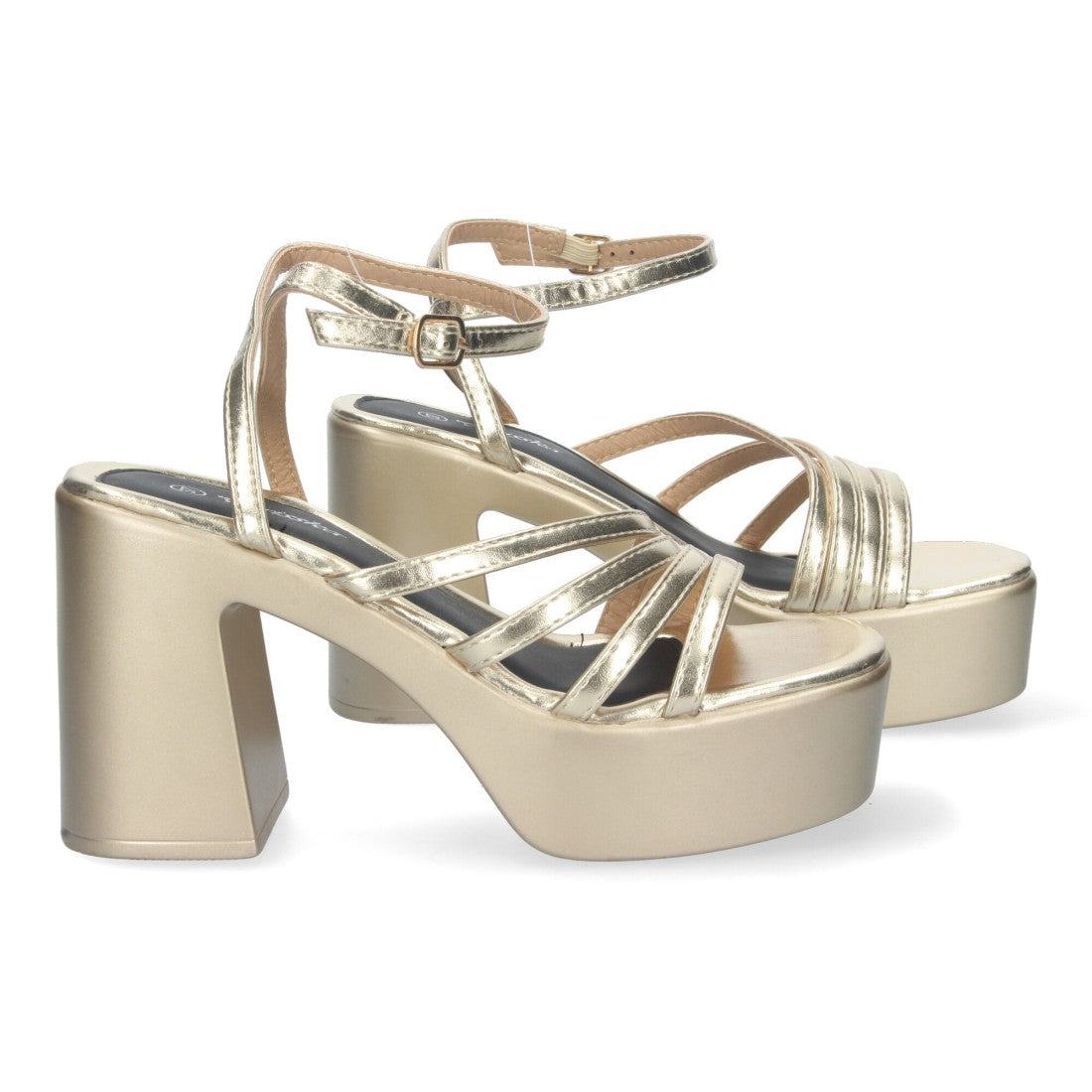 Sandalias de plataforma de mujer con tiras en la pala - Oro