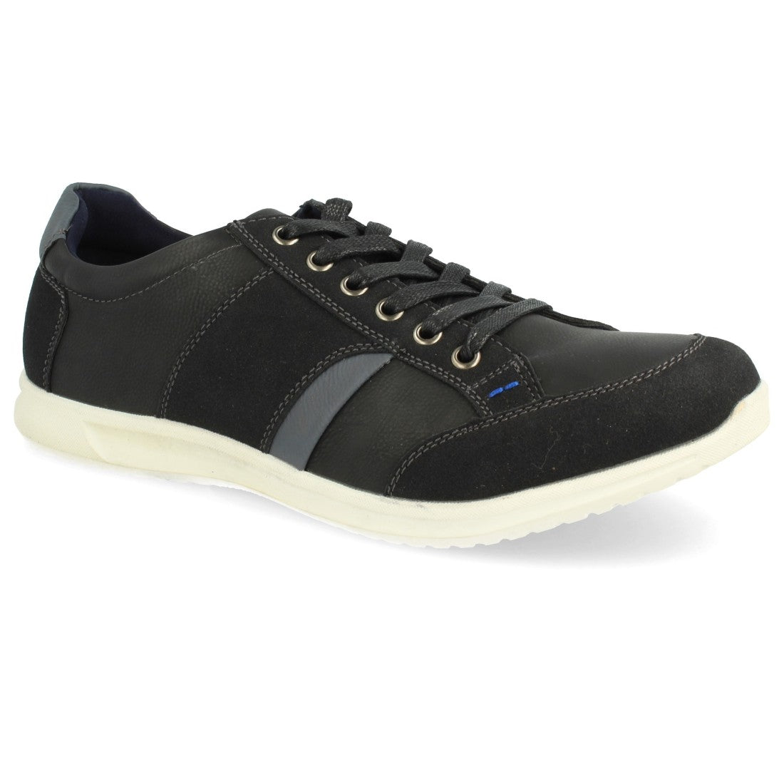 Zapatilla con cordones planos y ojales metálicos - Negro