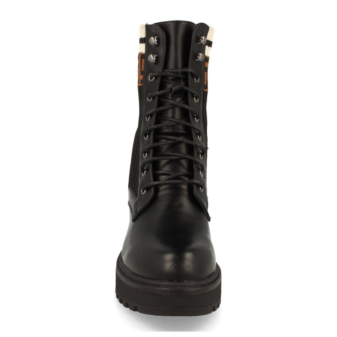 Bota militar estilo rockoko con plataforma doble suela - Negro