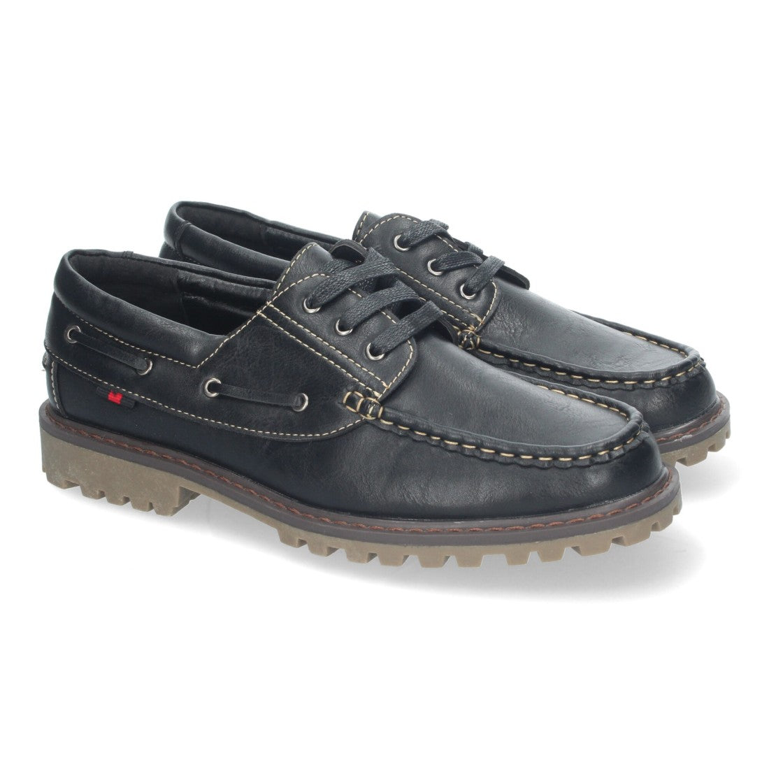 Mocasines elegantes de hombre con cosidos y cierre de cordones