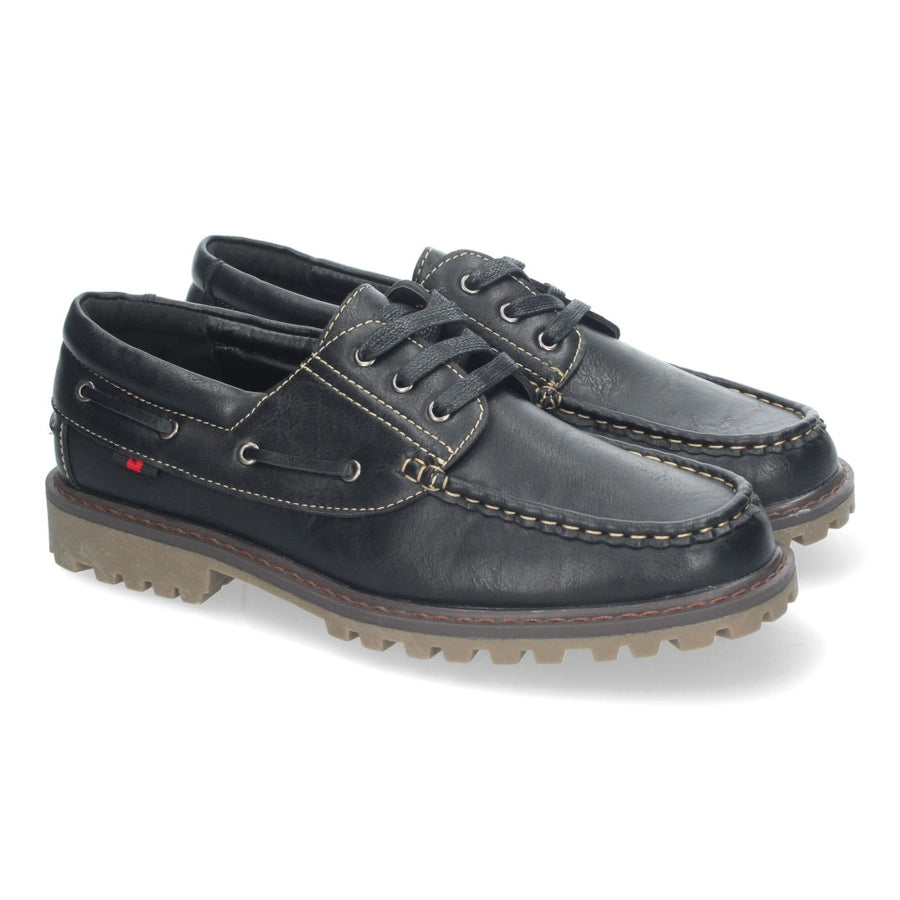 Mocasines elegantes de hombre con cosidos y cierre de cordones