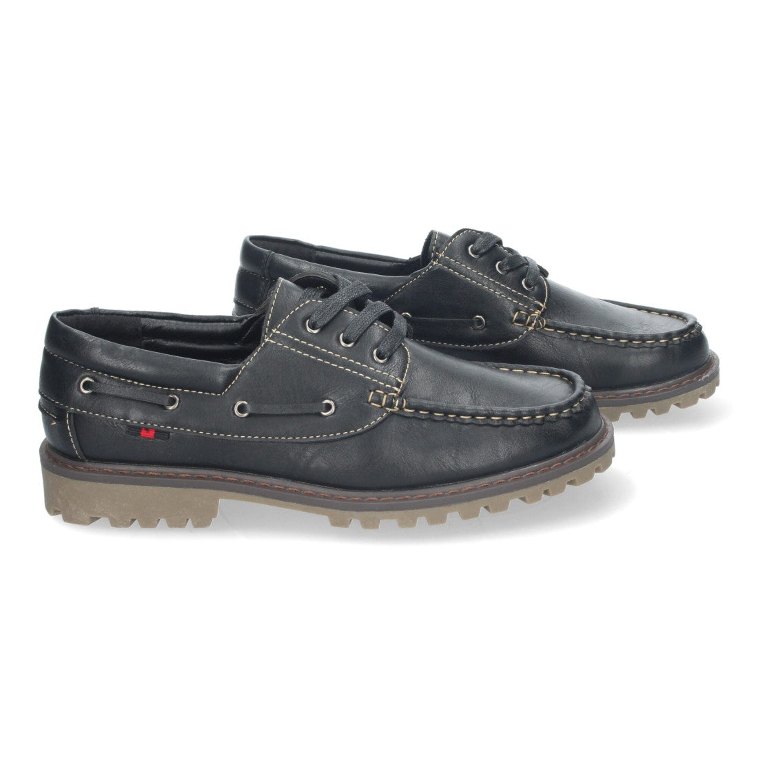 Mocasines elegantes de hombre con cosidos y cierre de cordones