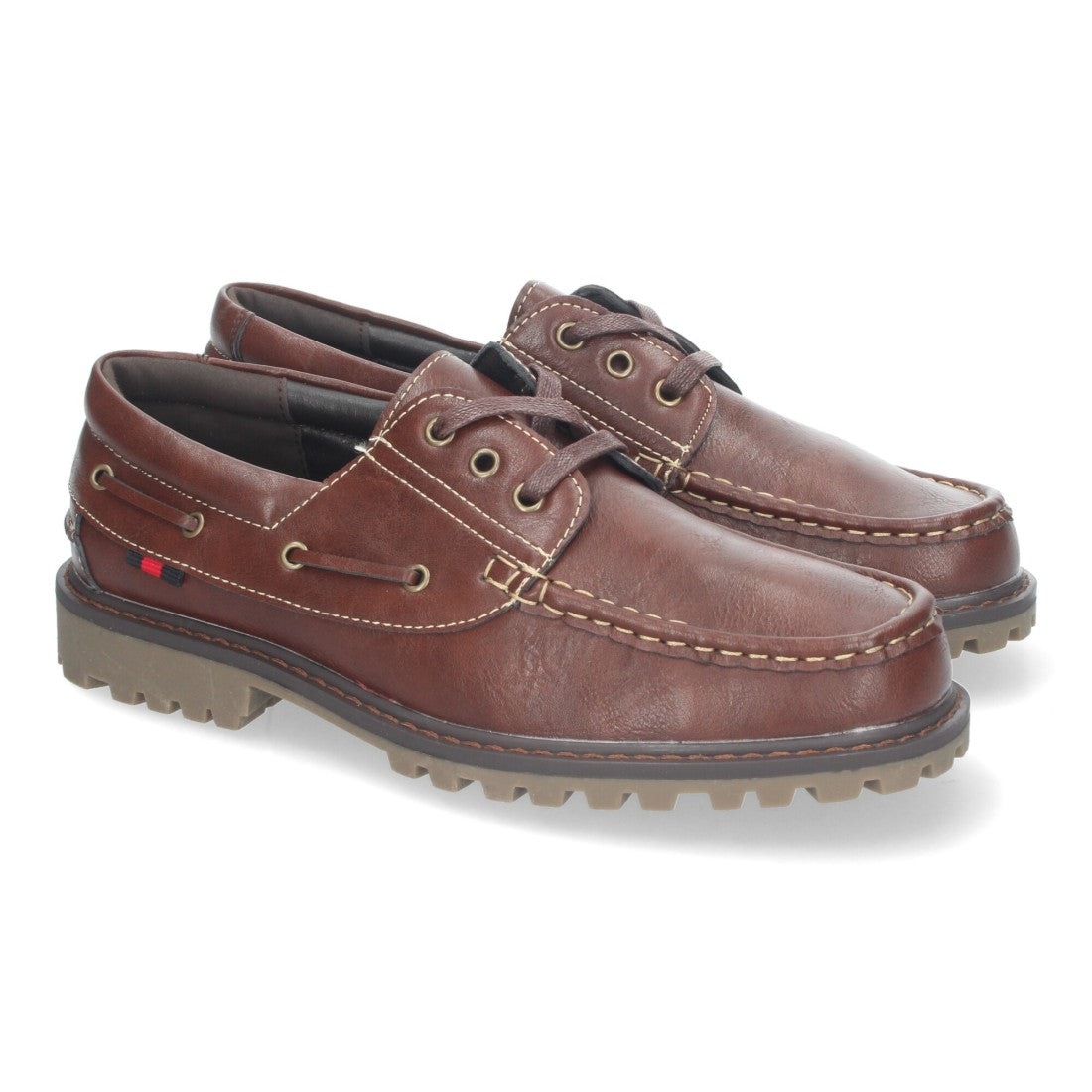 Mocasines elegantes de hombre con cosidos y cierre de cordones