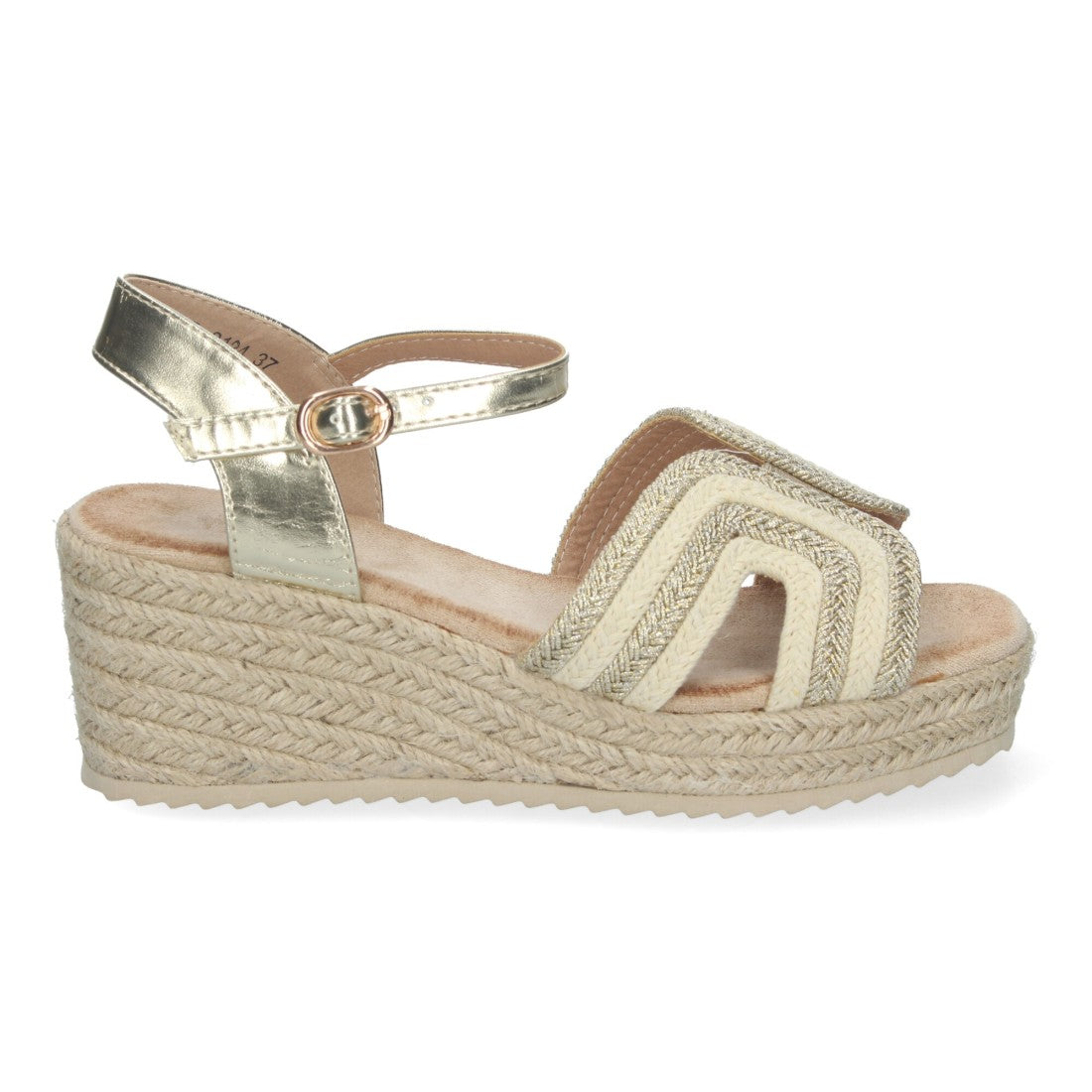 Sandalias de cuña elegantes de mujer con cierre de hebilla - Oro