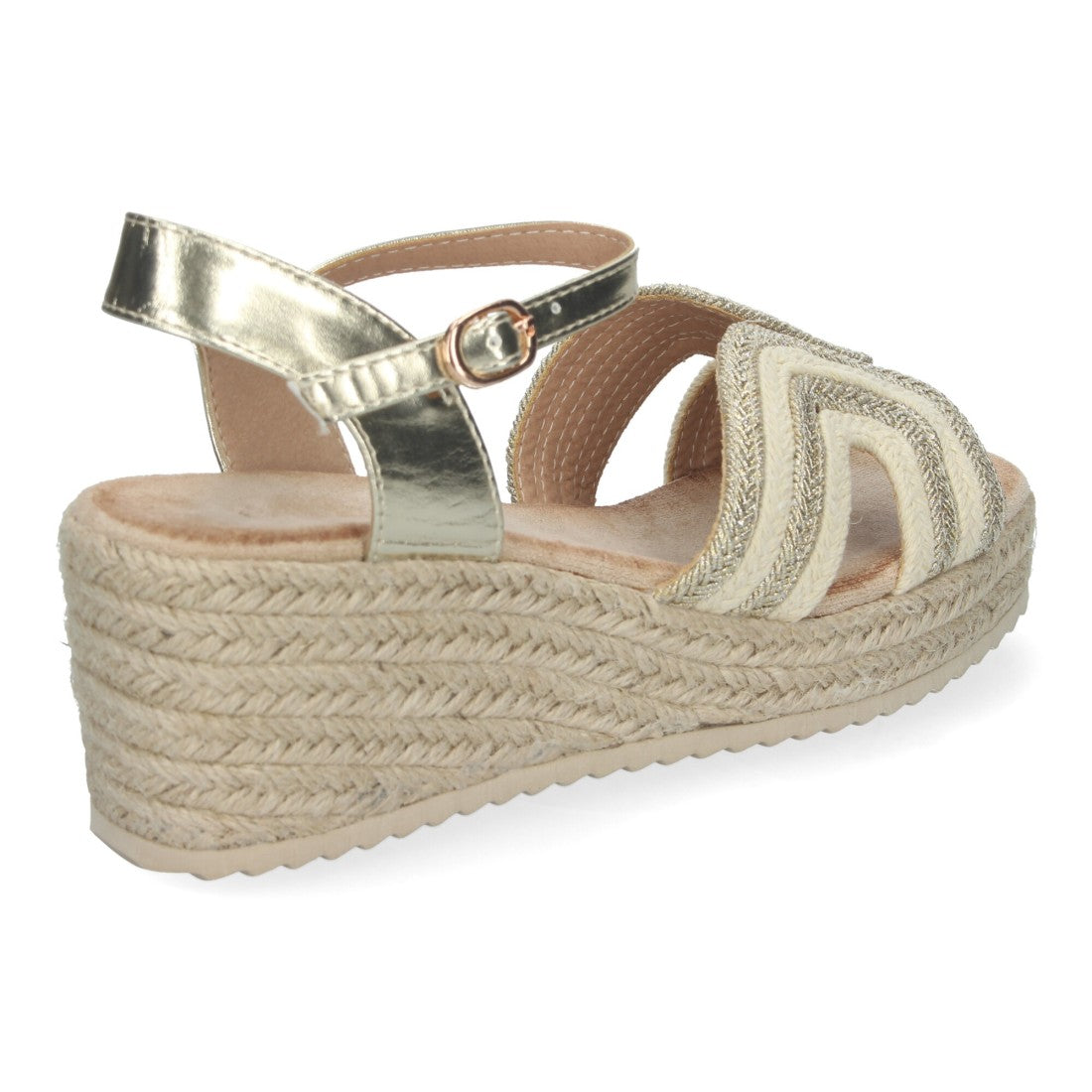 Sandalias de cuña elegantes de mujer con cierre de hebilla - Oro