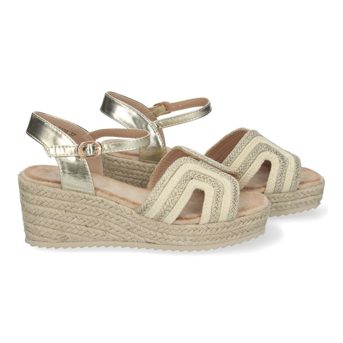 Sandalias de cuña elegantes de mujer con cierre de hebilla - Oro