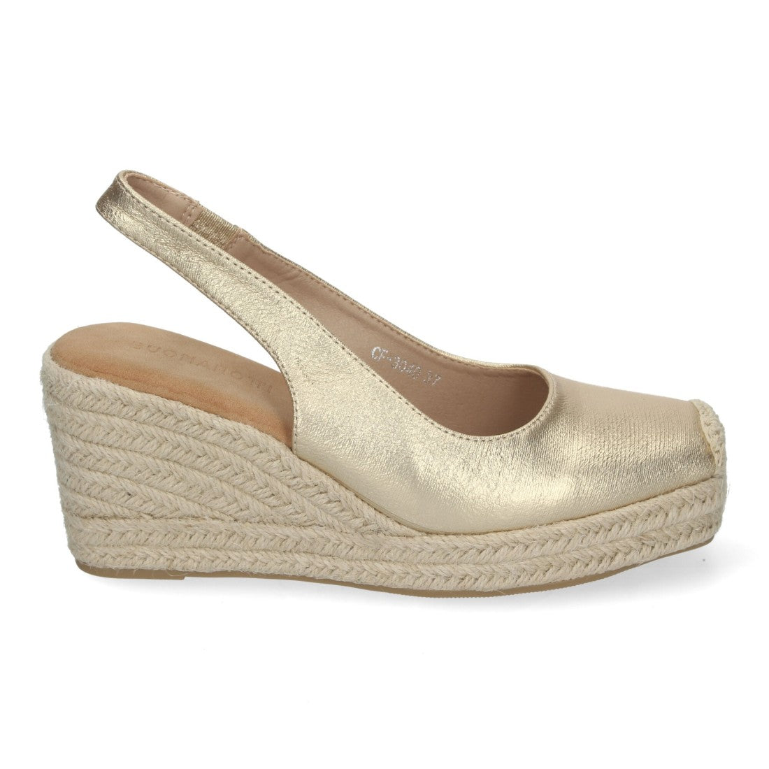 Sandalias de cuña de yute de mujer con cierre de hebilla ajustable