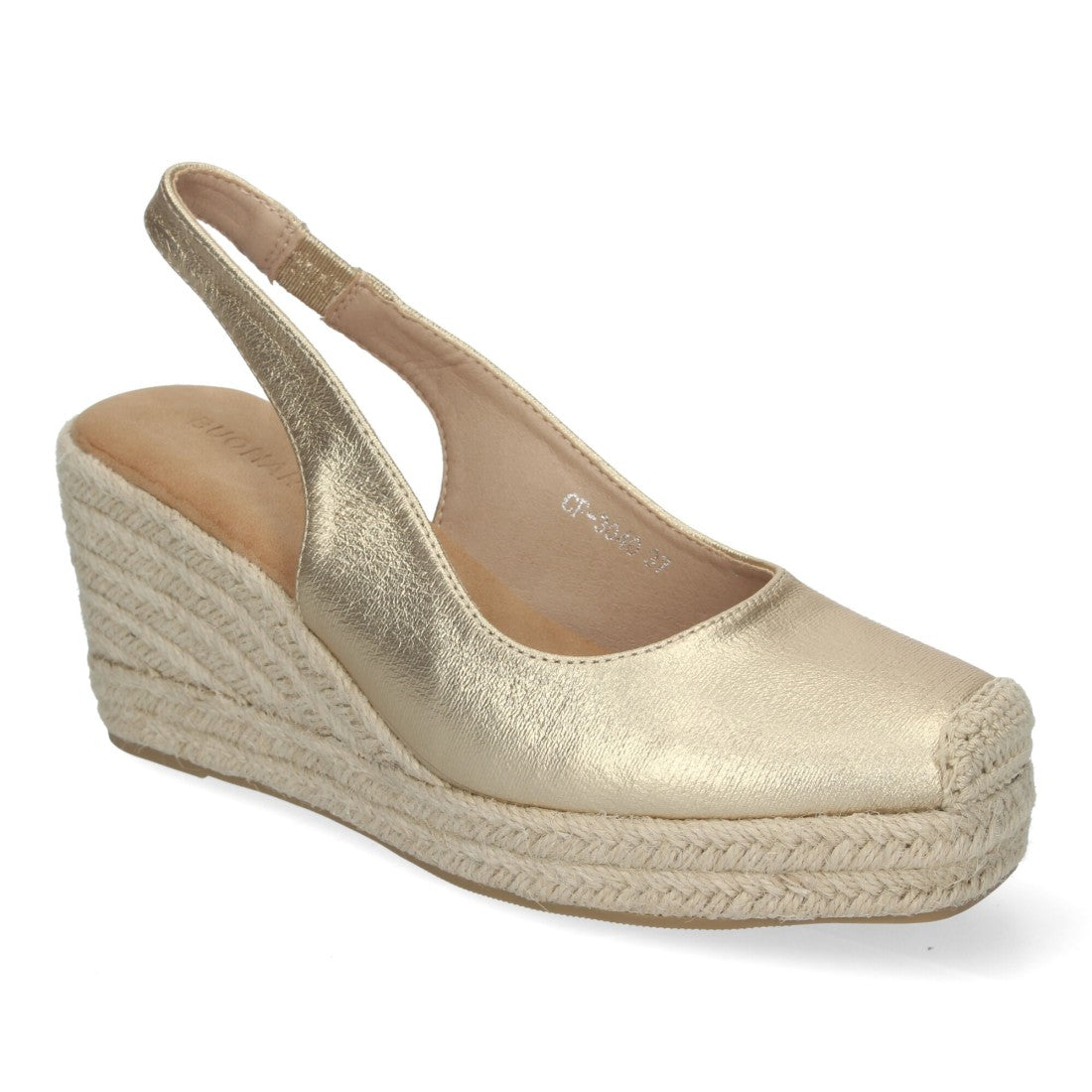 Sandalias de cuña de yute de mujer con cierre de hebilla ajustable