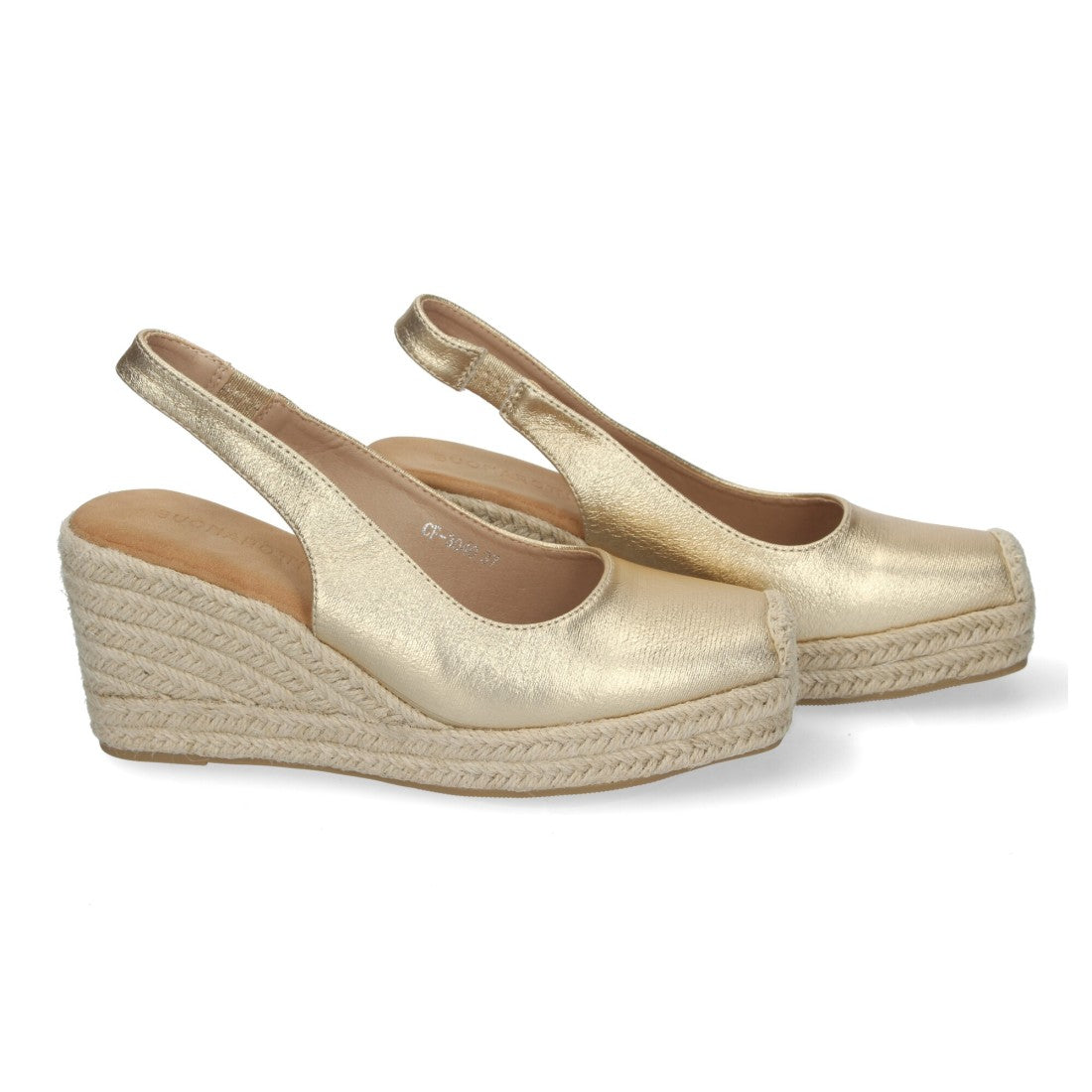 Sandalias de cuña de yute de mujer con cierre de hebilla ajustable