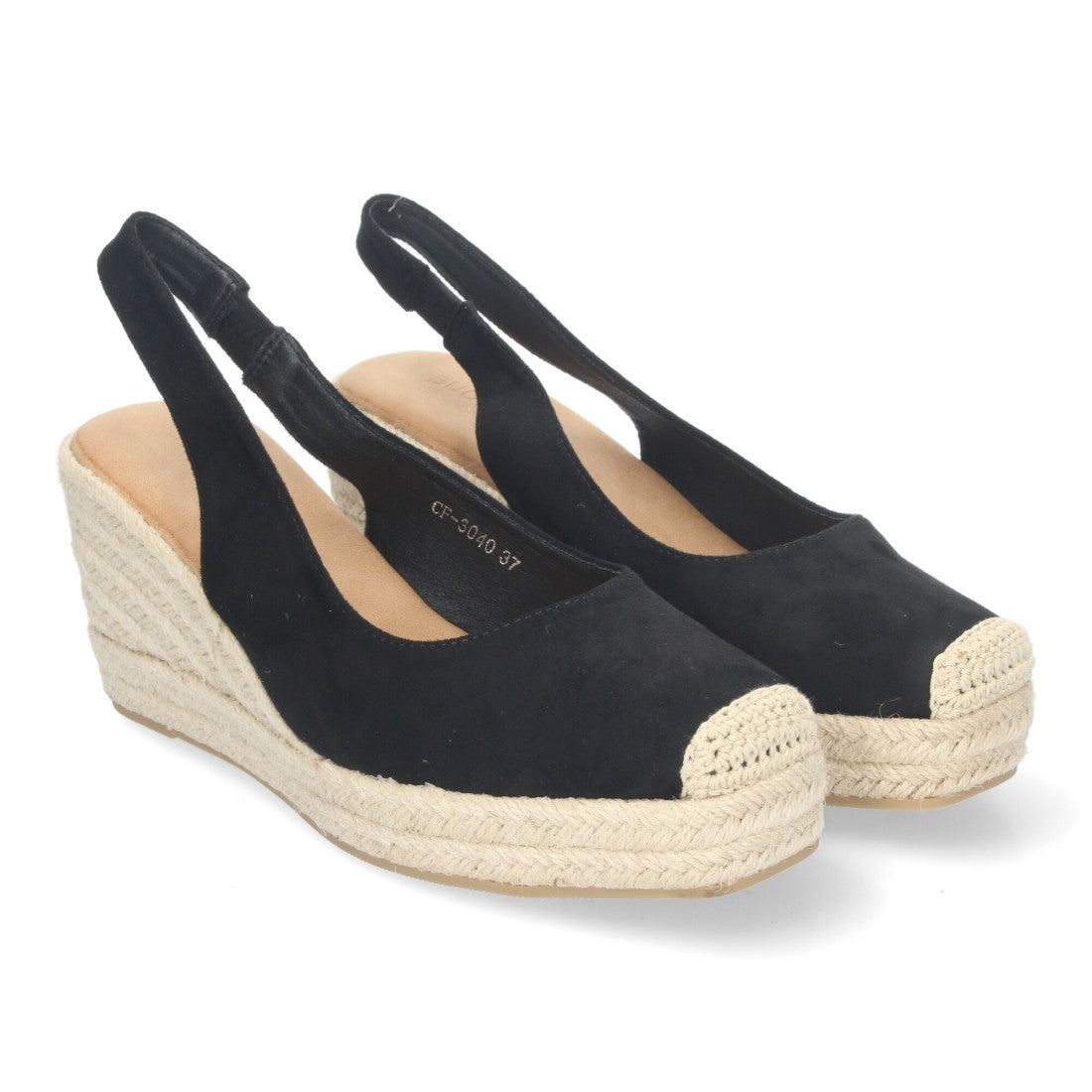Sandalias de cuña de yute de mujer con cierre de hebilla ajustable