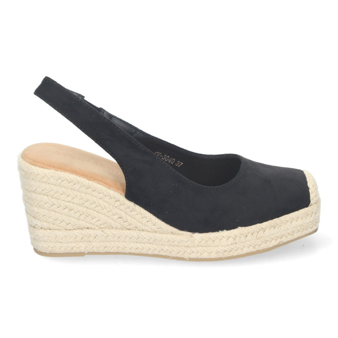 Sandalias de cuña de yute de mujer con cierre de hebilla ajustable