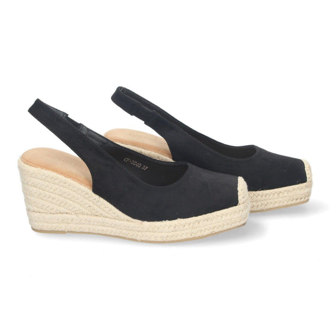 Sandalias de cuña de yute de mujer con cierre de hebilla ajustable