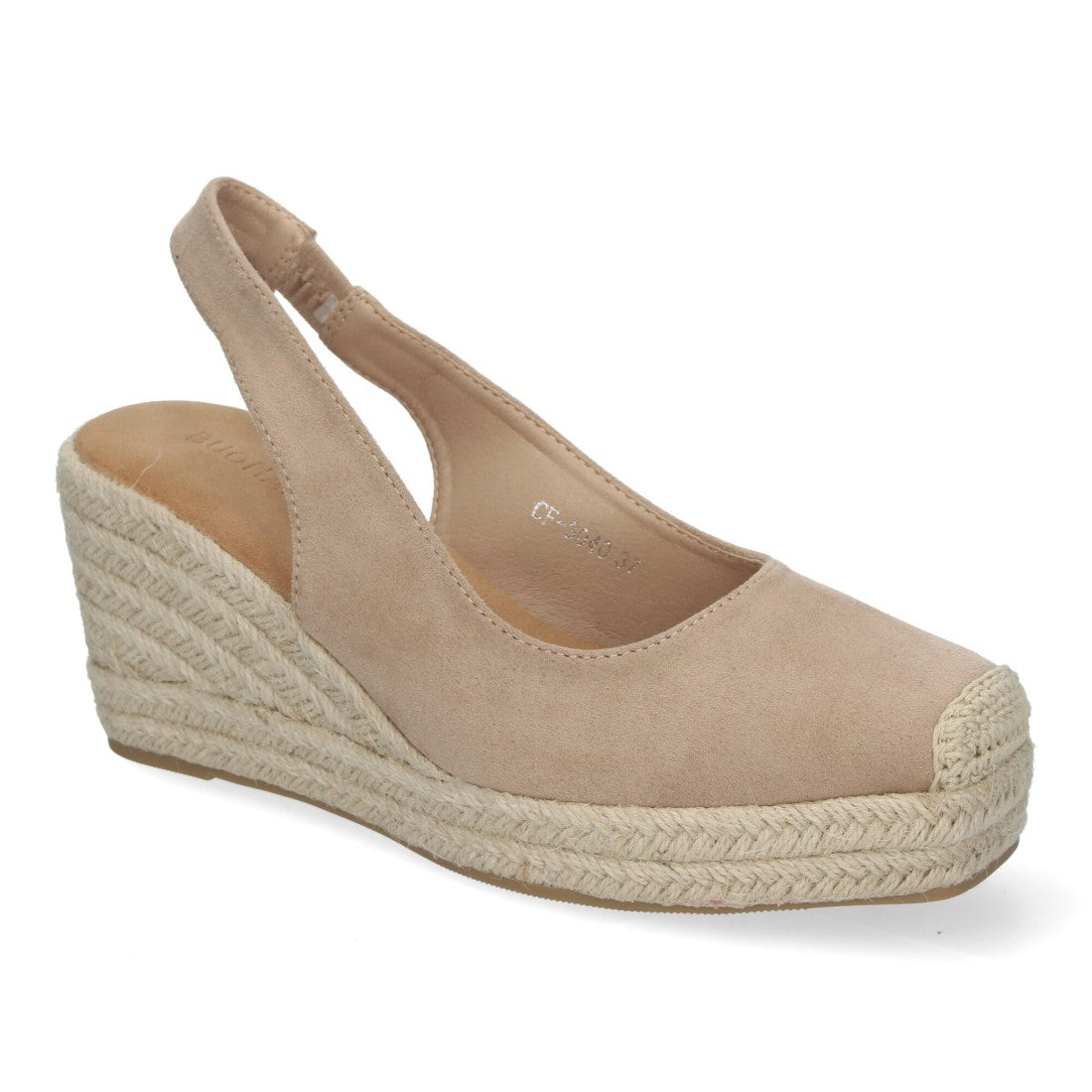 Sandalias de cuña de yute de mujer con cierre de hebilla ajustable