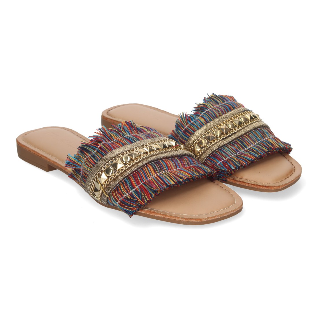 Sandalias planas de verano de mujer con adornos de flecos