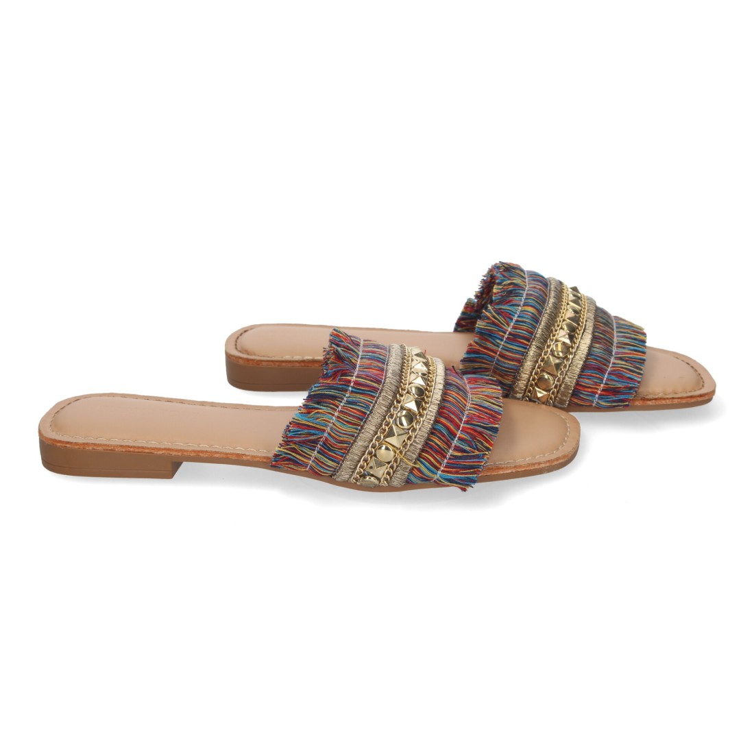 Sandalias planas de verano de mujer con adornos de flecos