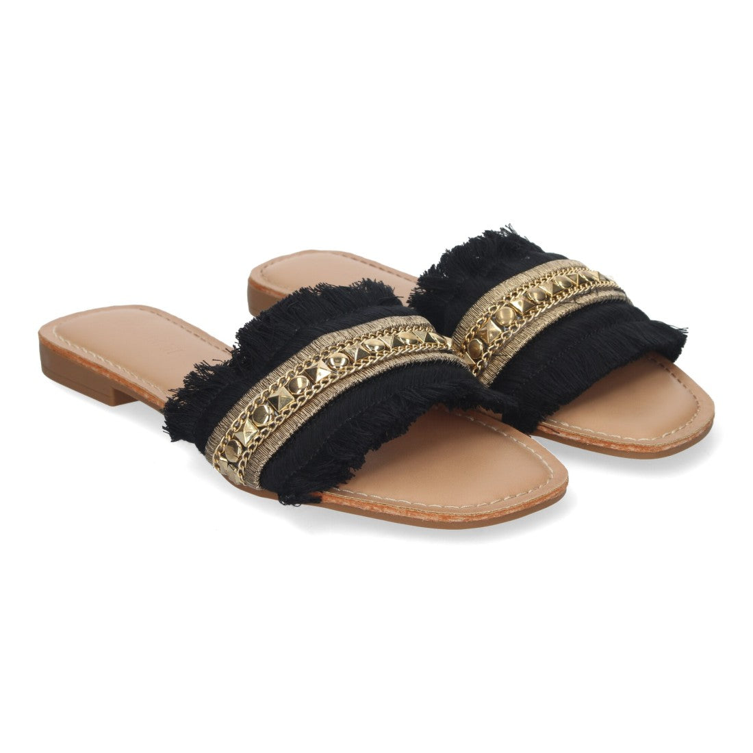Sandalias planas de verano de mujer con adornos de flecos