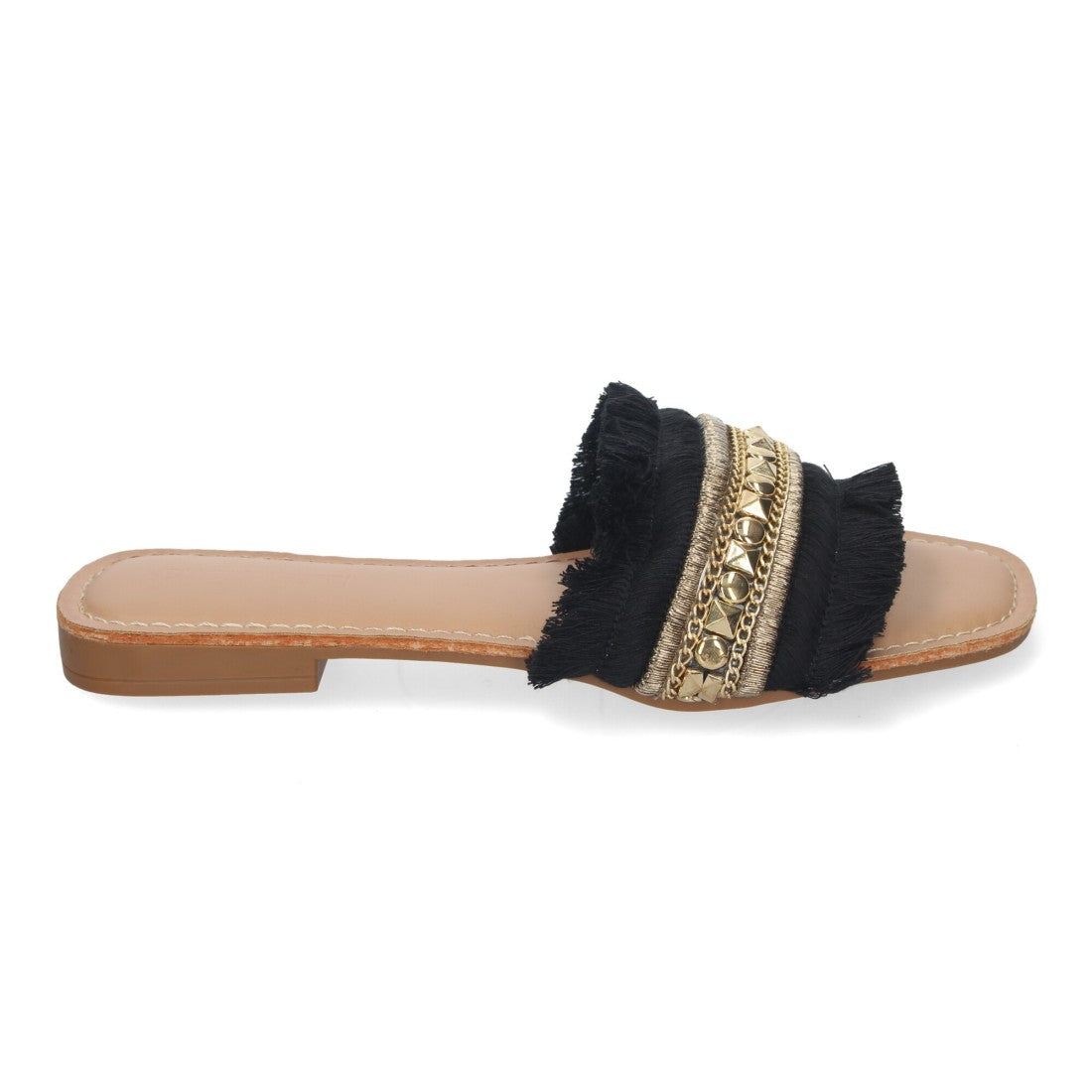Sandalias planas de verano de mujer con adornos de flecos