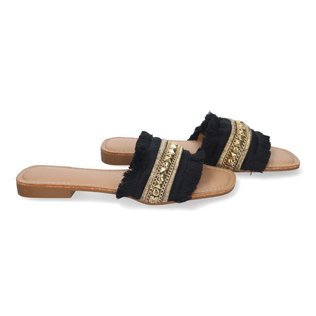 Sandalias planas de verano de mujer con adornos de flecos