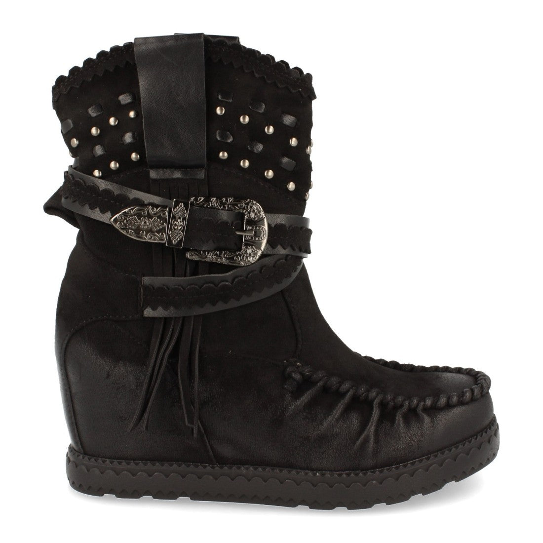Bota de estilo indio con correas con hebilla
