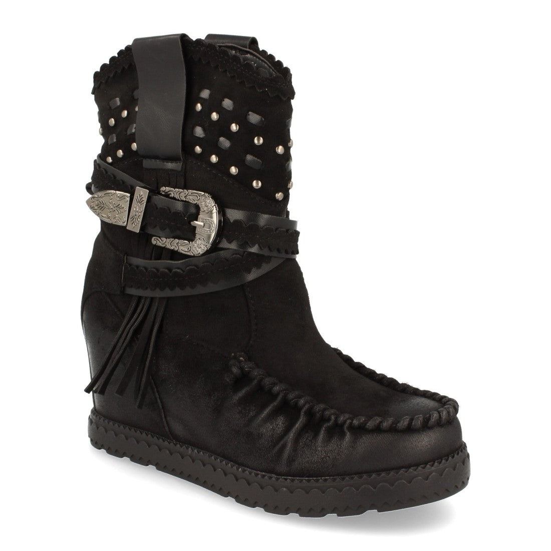 Bota de estilo indio con correas con hebilla