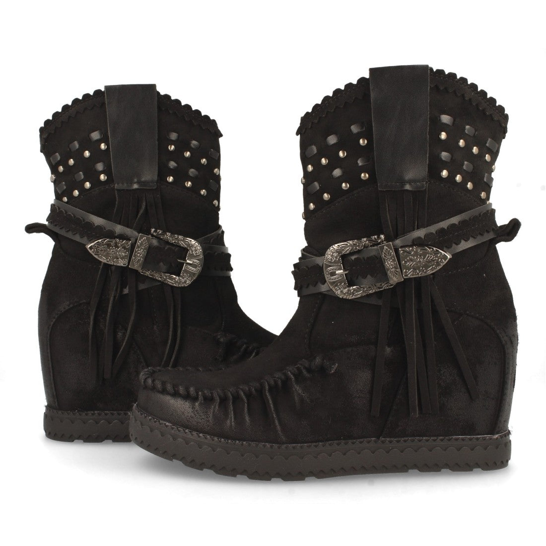 Bota de estilo indio con correas con hebilla