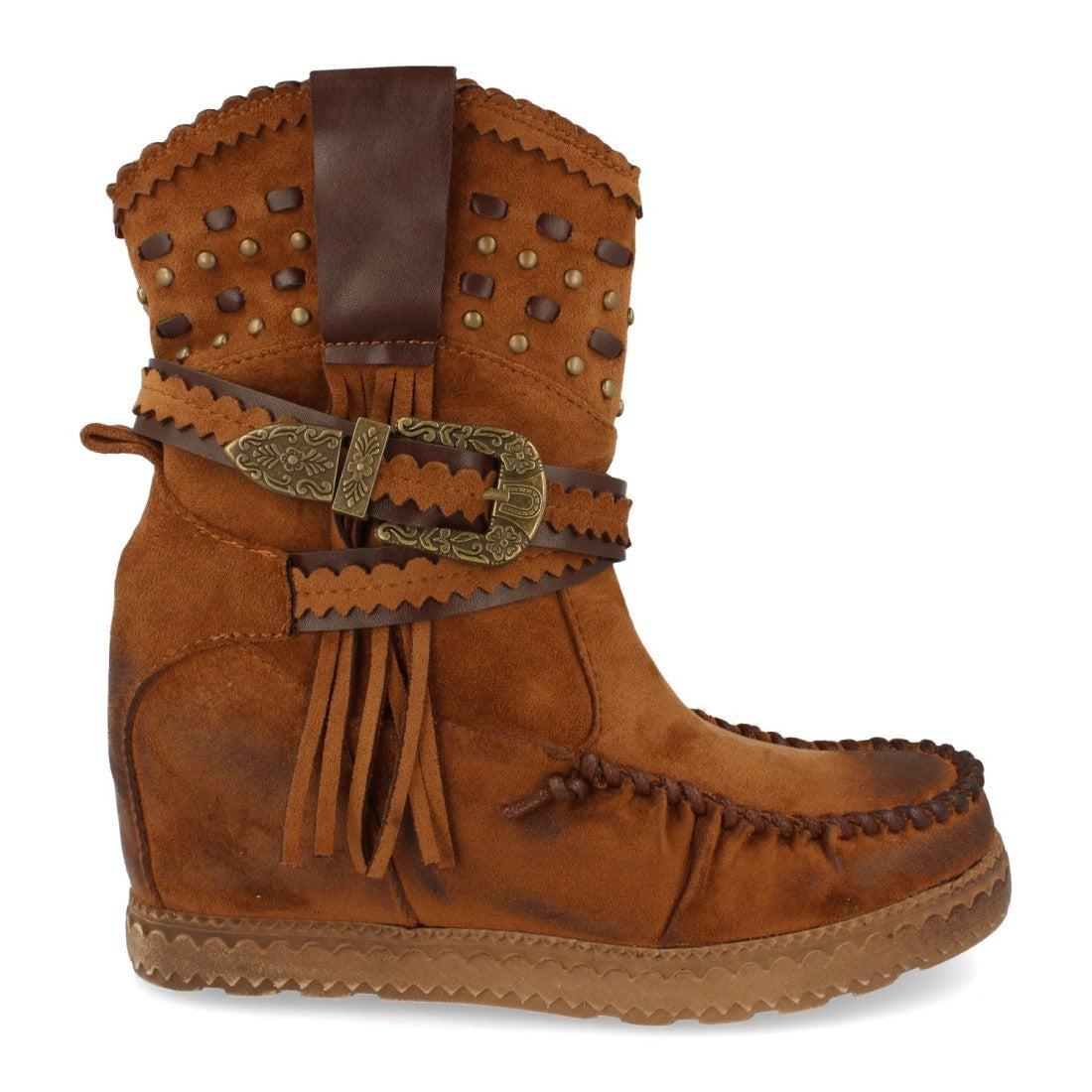 Bota de estilo indio con correas con hebilla