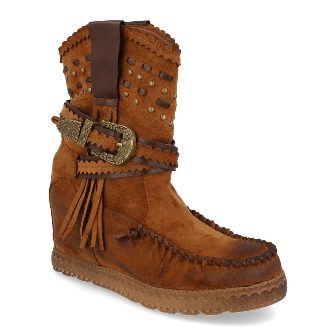 Bota de estilo indio con correas con hebilla