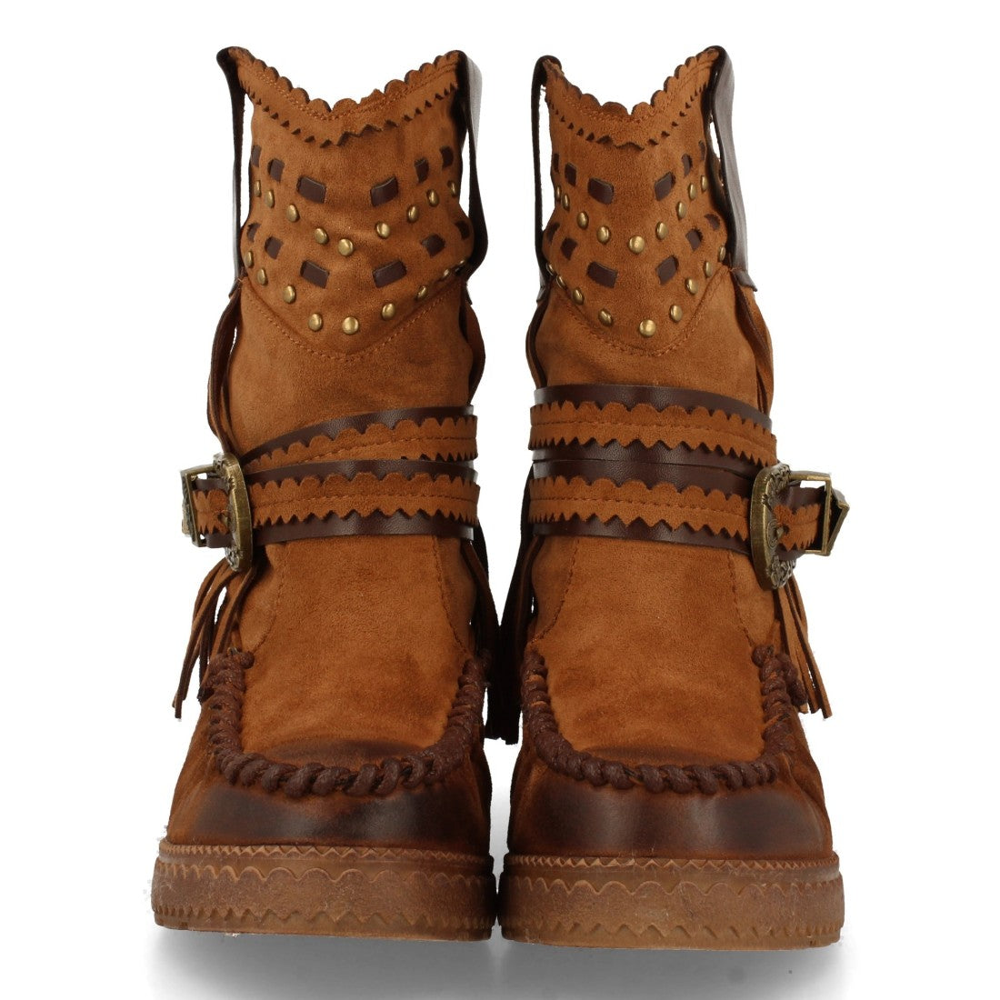 Bota de estilo indio con correas con hebilla