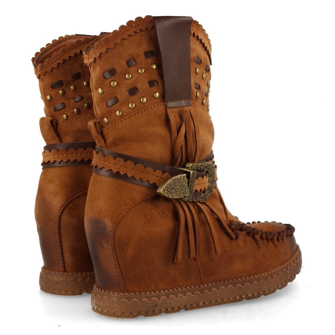 Bota de estilo indio con correas con hebilla
