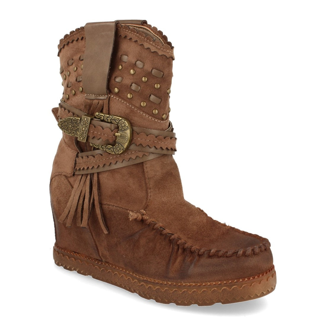 Bota de estilo indio con correas con hebilla