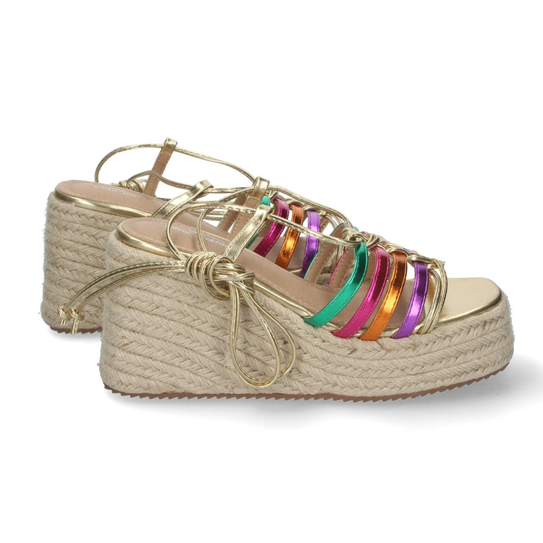 Sandalias con cuña de yute - Multicolor