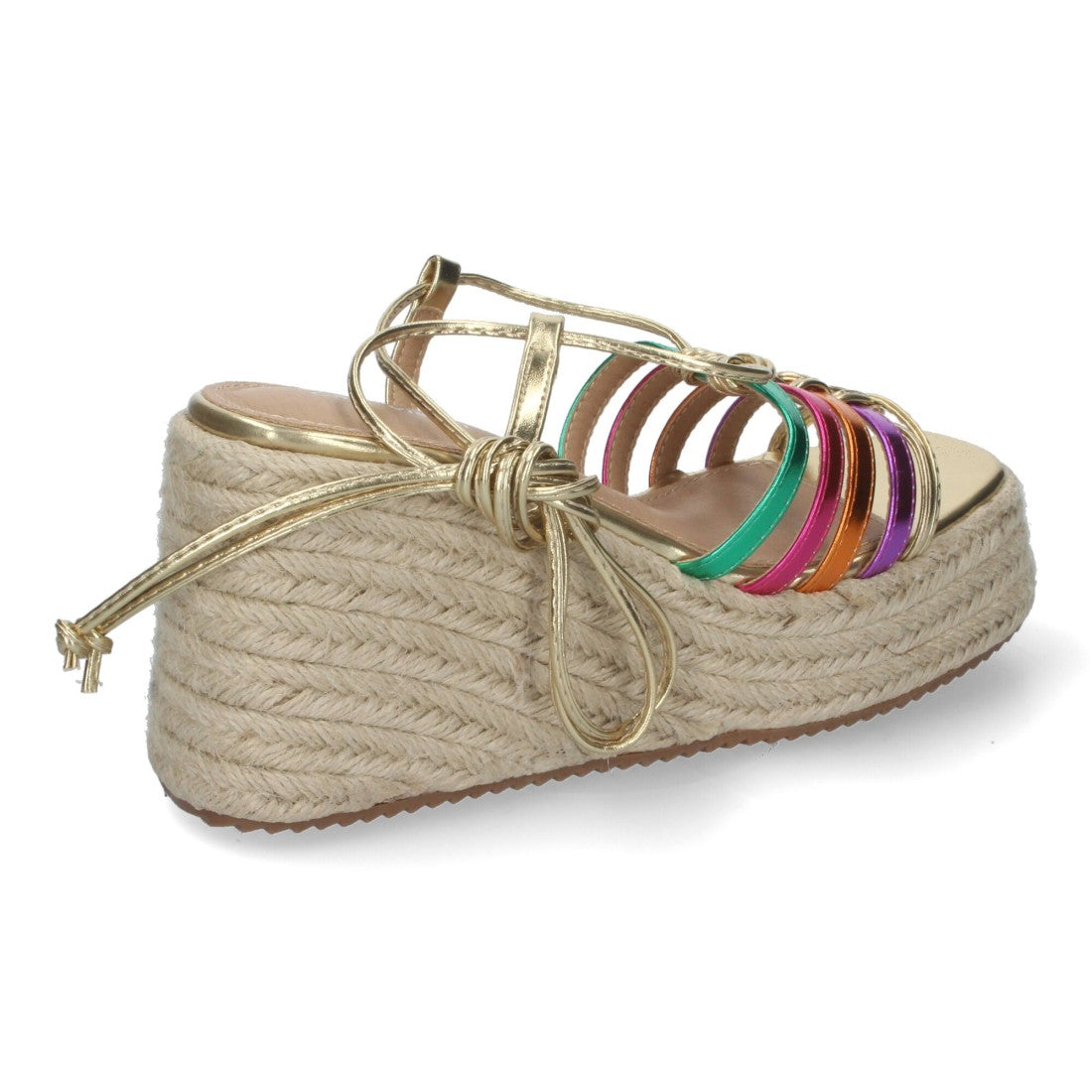 Sandalias con cuña de yute - Multicolor
