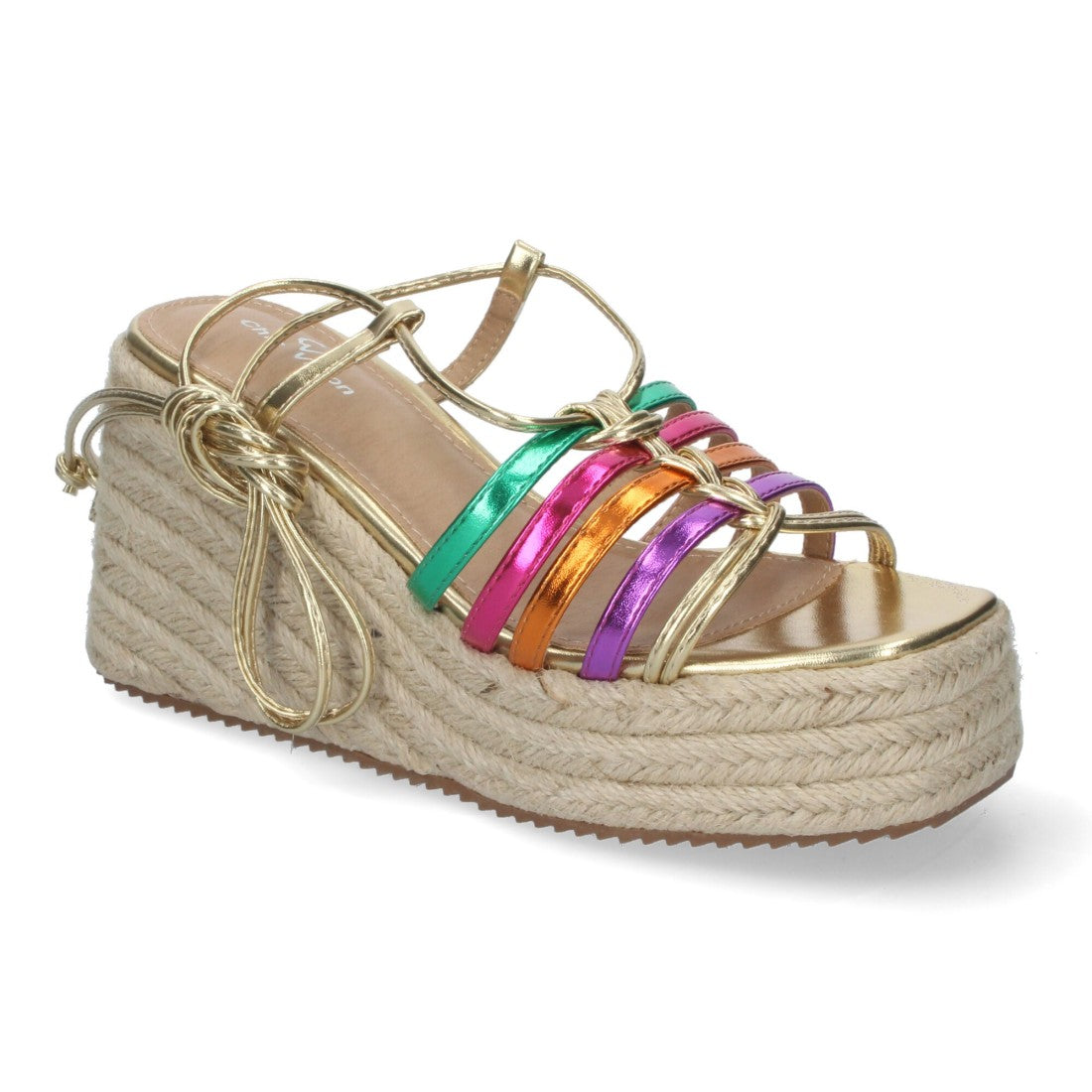 Sandalias con cuña de yute - Multicolor