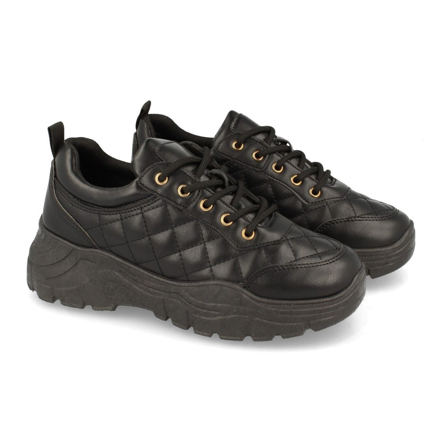 Zapatilla de mujer con estampado acolchado - Negro