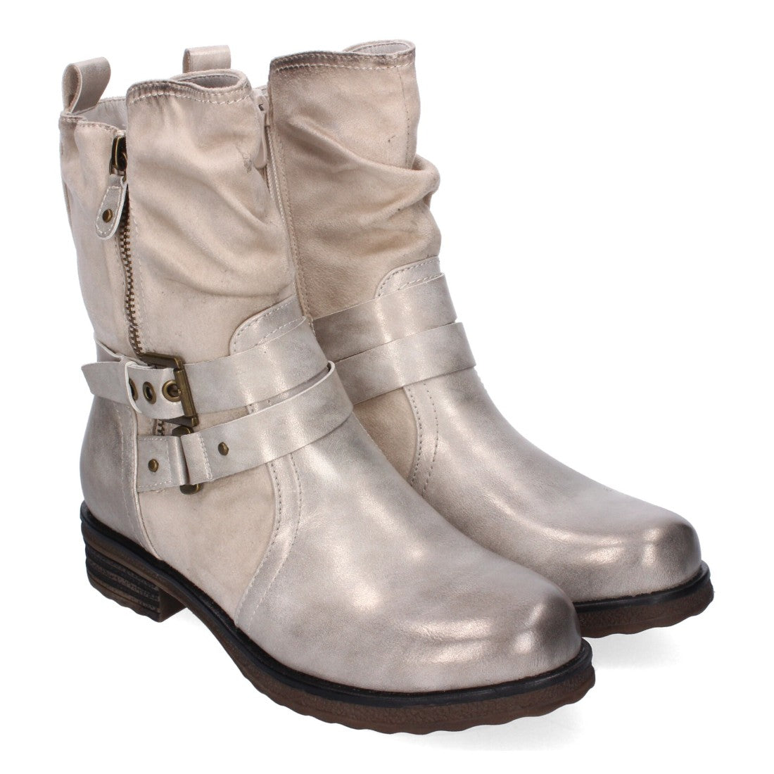 Botines de mujer con cierre doble de cremallera y correa ajustable