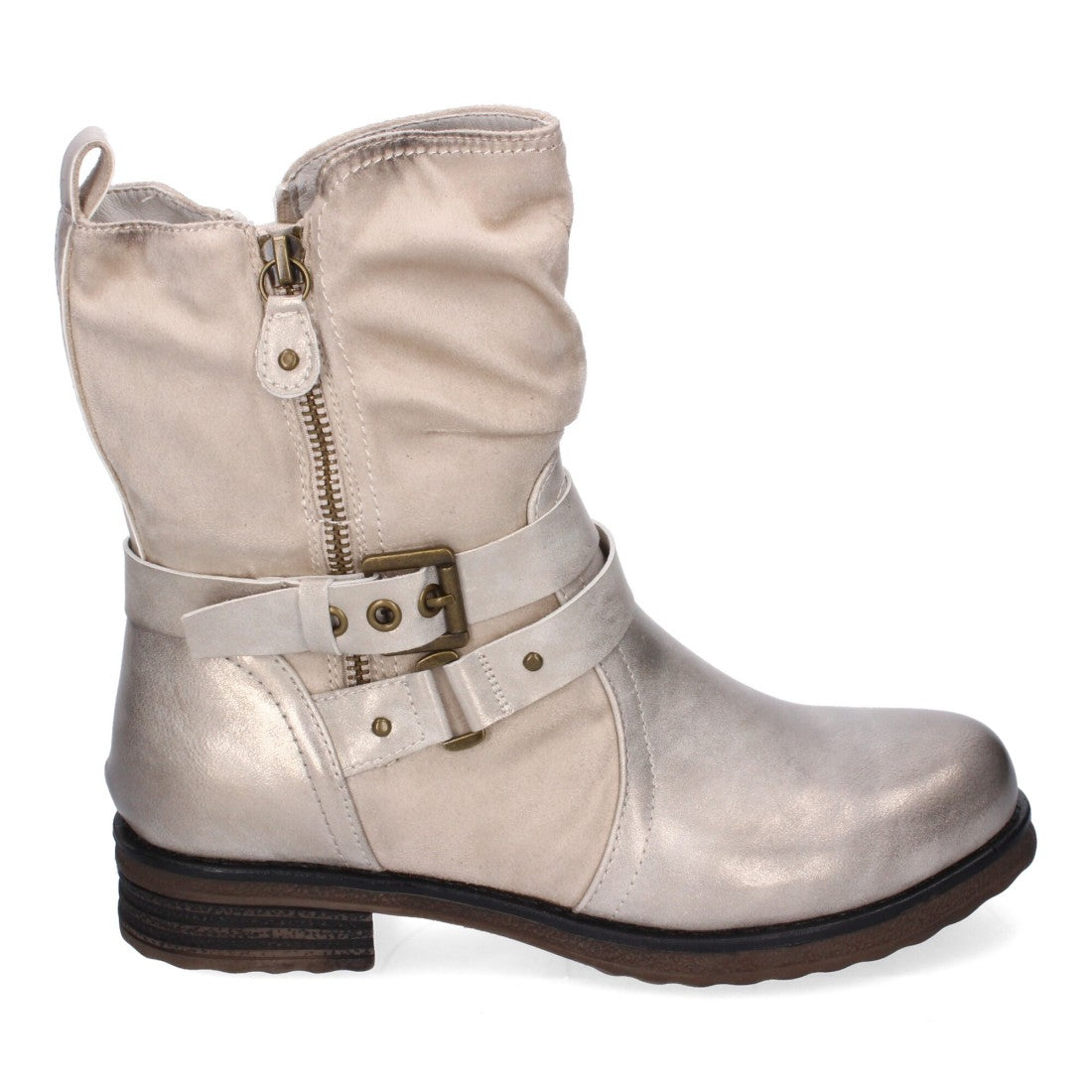Botines de mujer con cierre doble de cremallera y correa ajustable