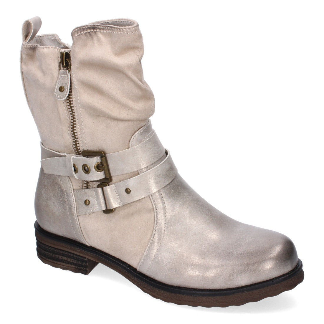 Botines de mujer con cierre doble de cremallera y correa ajustable