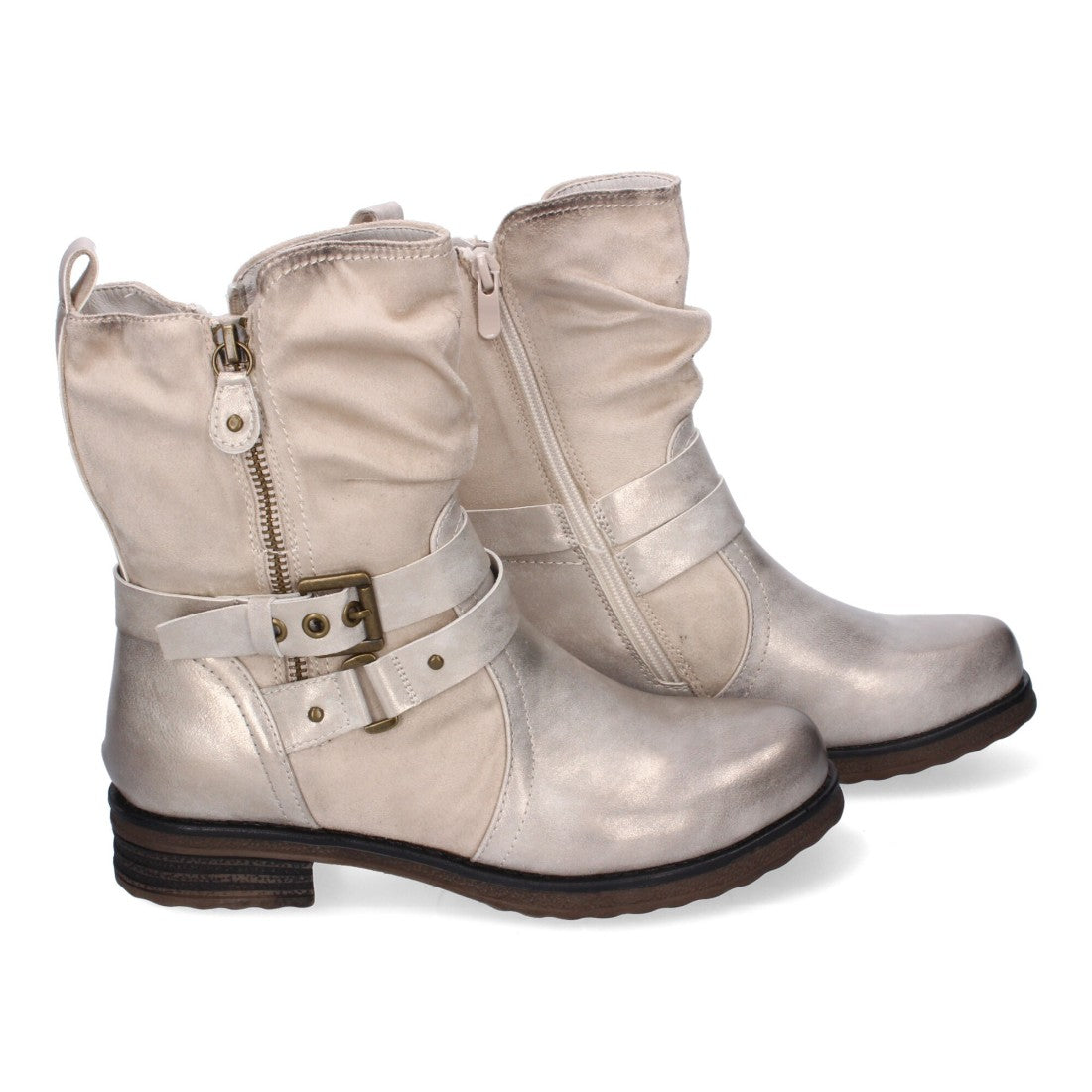 Botines de mujer con cierre doble de cremallera y correa ajustable
