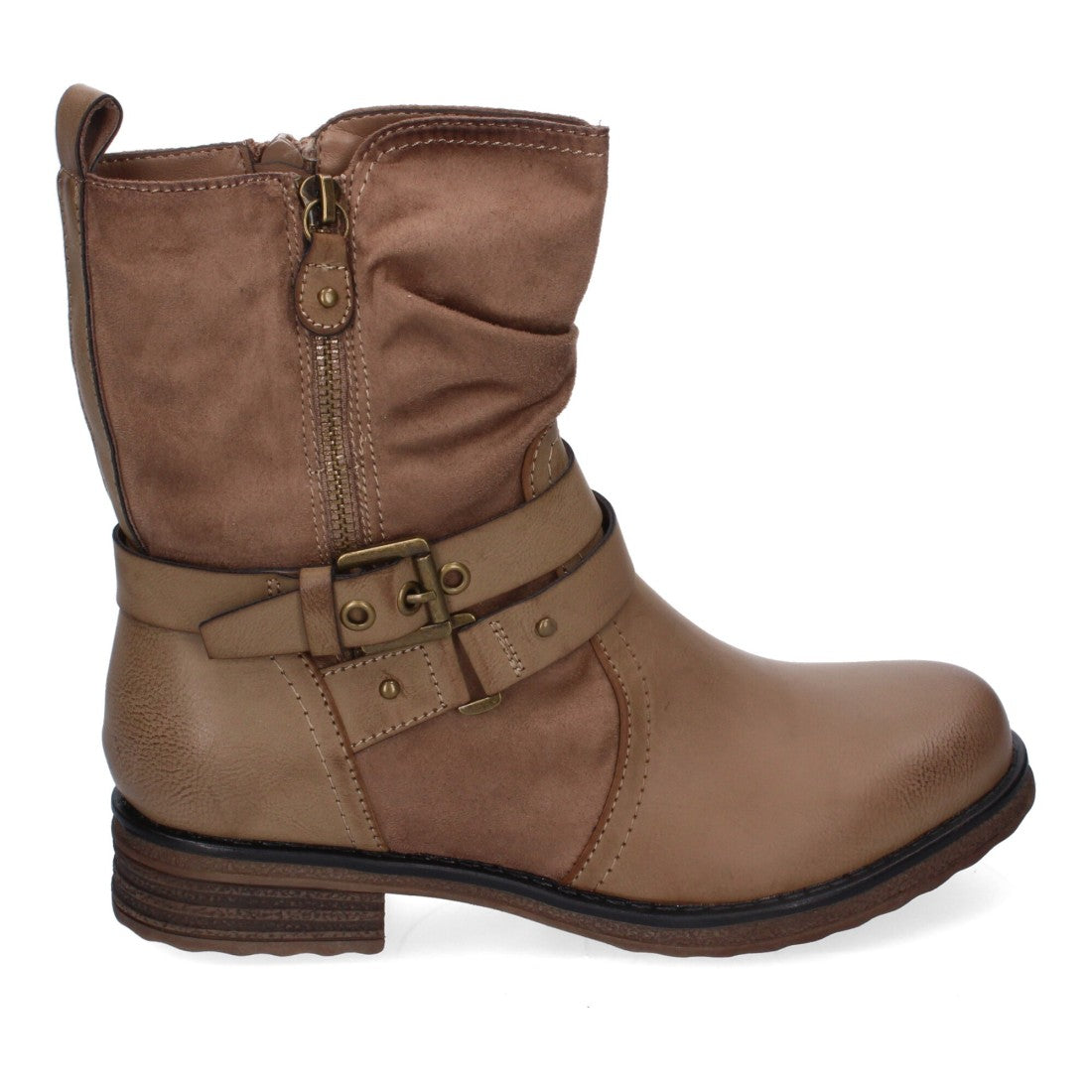 Botines de mujer con cierre doble de cremallera y correa ajustable