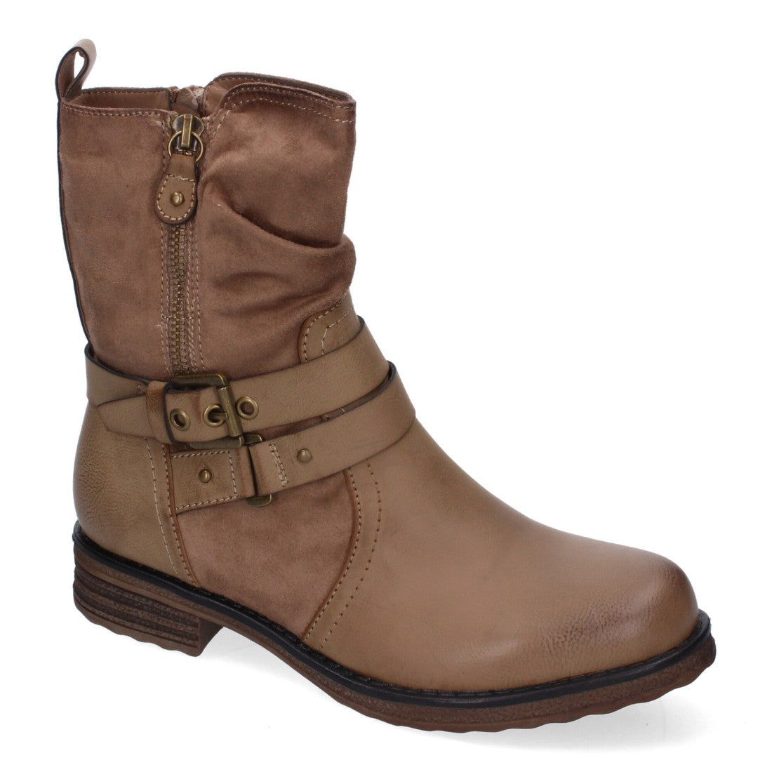 Botines de mujer con cierre doble de cremallera y correa ajustable